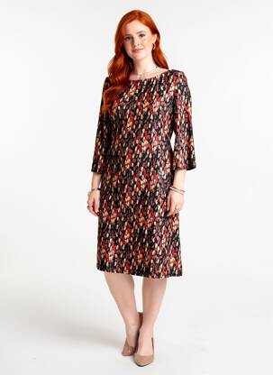 Robe mi-longue manches 3/4 manches 3/4 noir VEGAS femme