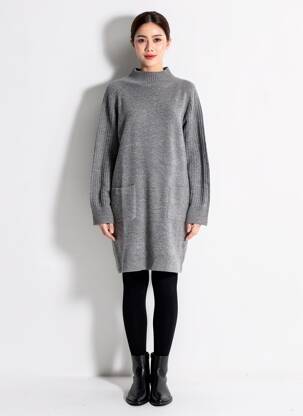 Robe pull coupe droite manches longues gris GERARD DAREL femme