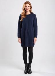 Robe pull coupe droite manches longues bleu GERARD DAREL femme