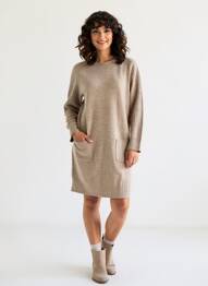 Robe pull coupe droite manches longues marron GERARD DAREL femme