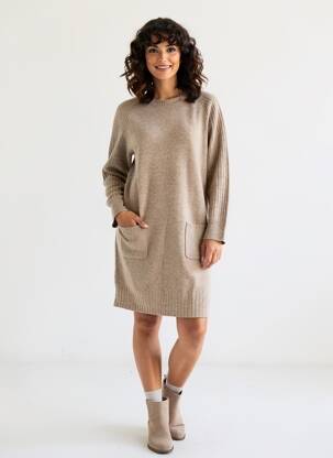 Robe pull coupe droite manches longues marron GERARD DAREL femme