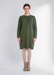 Robe pull coupe droite manches longues vert GERARD DAREL femme