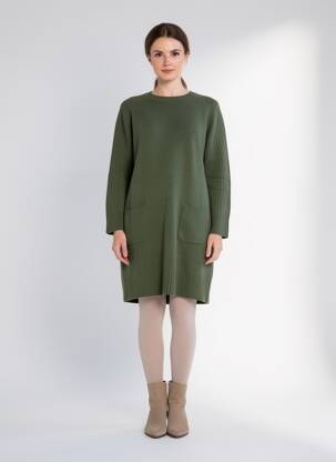 Robe pull coupe droite manches longues vert GERARD DAREL femme