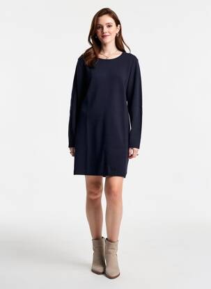 Robe pull coupe droite manches longues bleu BELLA JONES femme