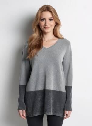 Pull coupe droite manches longues gris MARINA RINALDI femme