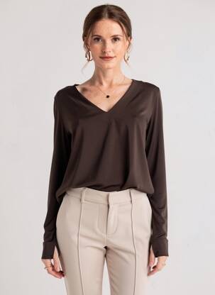 Top stretch manches longues marron JORGIE PARIS femme