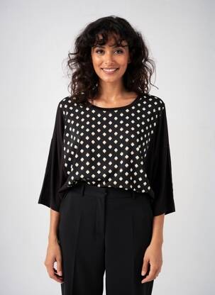 Top imprimé fantaisie manches 3/4 noir MARINA RINALDI femme