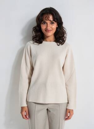 Pull col bateau manches longues beige MARINA RINALDI femme