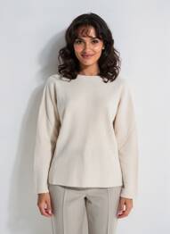 Pull col bateau manches longues beige MARINA RINALDI femme
