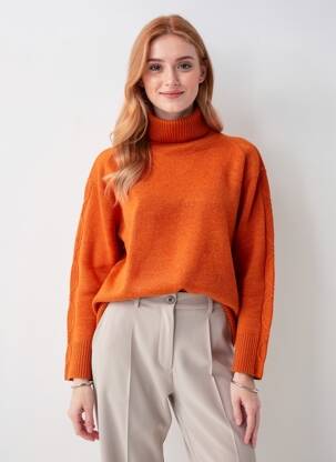 Pull coupe cintrée manches longues orange BELLA JONES femme