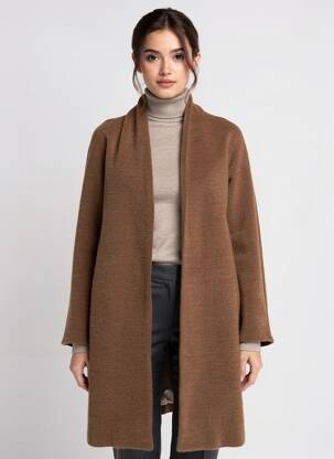 Manteau long coupe droite sans capuche marron SCARLET ROOS femme