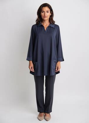 Tunique manches longues col v bleu JORGIE PARIS femme