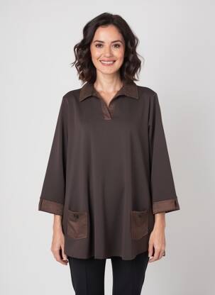 Tunique manches longues col v marron JORGIE PARIS femme