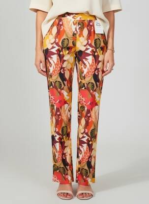 Pantalon droit tissage popeline taille normale jaune LE PETIT BAIGNEUR femme