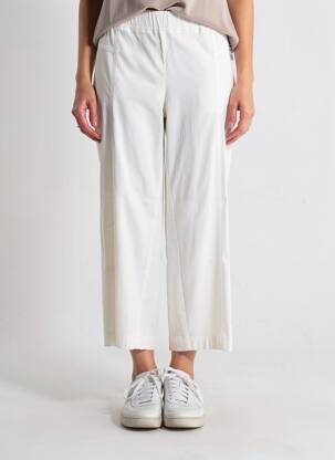 Pantalon 7/8 tissage popeline taille normale beige SAMOON femme
