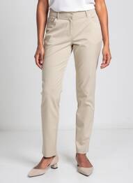 Pantalon slim tissage popeline taille normale beige ANNA MONTANA femme