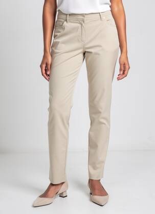 Pantalon slim tissage popeline taille normale beige ANNA MONTANA femme