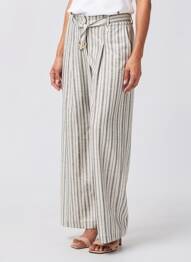 Pantalon large fermeture zippée sous rabat boutonné taille normale gris LE PETIT BAIGNEUR femme