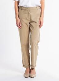 Pantalon chino fermeture zippée sous rabat boutonné taille normale marron EVA KAYAN femme
