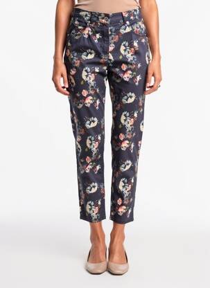 Pantalon 7/8 tissage popeline taille normale bleu ANNA MONTANA femme