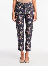 Pantalon 7/8 tissage popeline taille normale bleu ANNA MONTANA femme