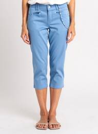 Pantacourt tissage popeline taille normale bleu ANNA MONTANA femme