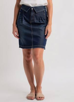 Jupe mi-longue coupe droite bleu EVA KAYAN femme