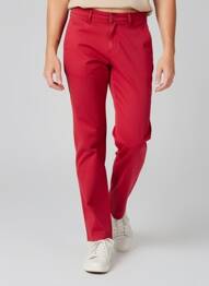 Pantalon chino tissage popeline taille normale rouge BRUNO SAINT HILAIRE femme