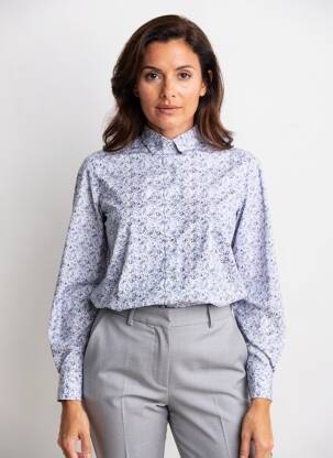 Chemisier imprimé fantaisie manches longues bleu DARIO BELTRAN femme