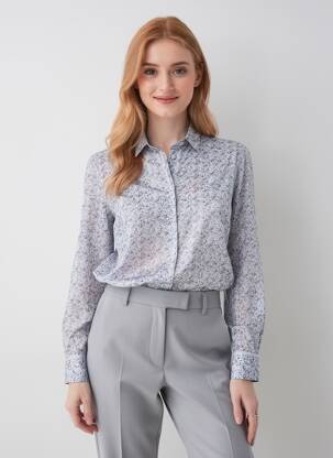 Chemisier imprimé fantaisie manches longues bleu DARIO BELTRAN femme