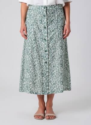 Jupe longue coupe évasée vert DEVERNOIS femme