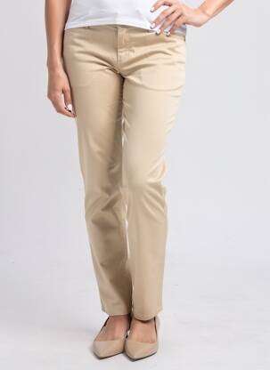 Pantalon slim tissage popeline taille normale beige TRUSSARDI JEANS femme