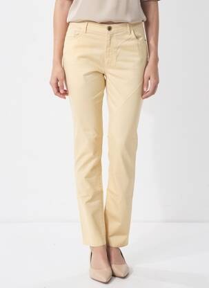 Pantalon slim tissage popeline taille normale jaune TRUSSARDI JEANS femme