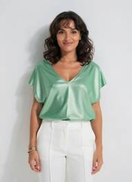 Top manches courtes manches courtes vert MAJESTIC FILATURES femme