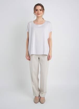 Top coupe fluide manches courtes gris MAJESTIC FILATURES femme