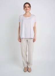 Top coupe fluide manches courtes gris MAJESTIC FILATURES femme