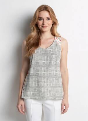 Top imprimé fantaisie sans manche noir JEI'S BY LETIZIA DENARO femme