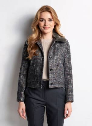 Manteau court coupe droite sans capuche noir LUISA CERANO femme