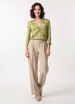 Top imprimé fantaisie manches longues vert MALIPARMI femme