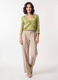 Top imprimé fantaisie manches longues vert MALIPARMI femme