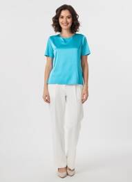 Top manches courtes manches courtes bleu CALIBAN femme