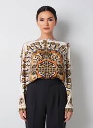 Top imprimé fantaisie sans manche beige MALIPARMI femme