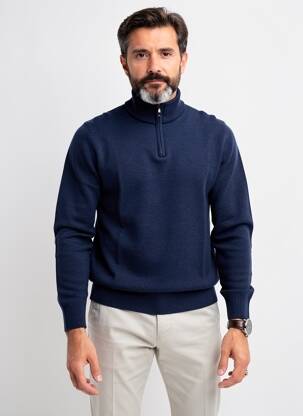 Pull col camionneur manches longues bleu ALDANI homme