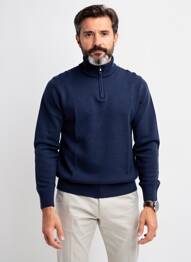 Pull col camionneur manches longues bleu ALDANI homme