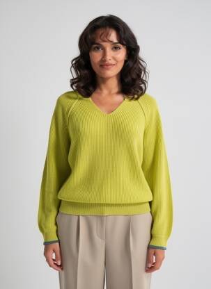 Pull col v manches longues vert WHITE STUFF femme