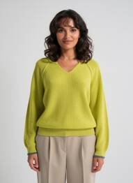 Pull col v manches longues vert WHITE STUFF femme