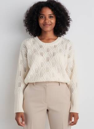 Pull resserrée sur le bas manches longues beige KANOPE femme