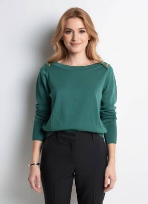 Pull col bateau manches longues vert KING LOUIE femme