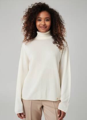 Pull col roulé coupe cintrée manches longues beige LA PETITE ETOILE femme