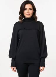 Pull col roulé stretch manches longues noir KING LOUIE femme